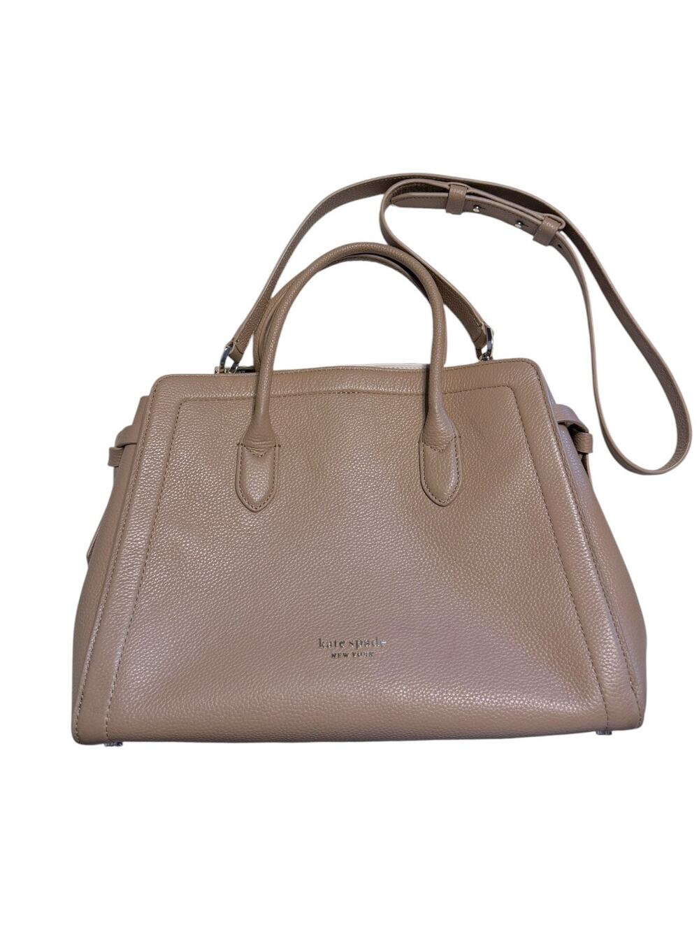 Kate Spade New York Knott Medium Satchel Taupe Pebbled Leather Crossbody Bag
